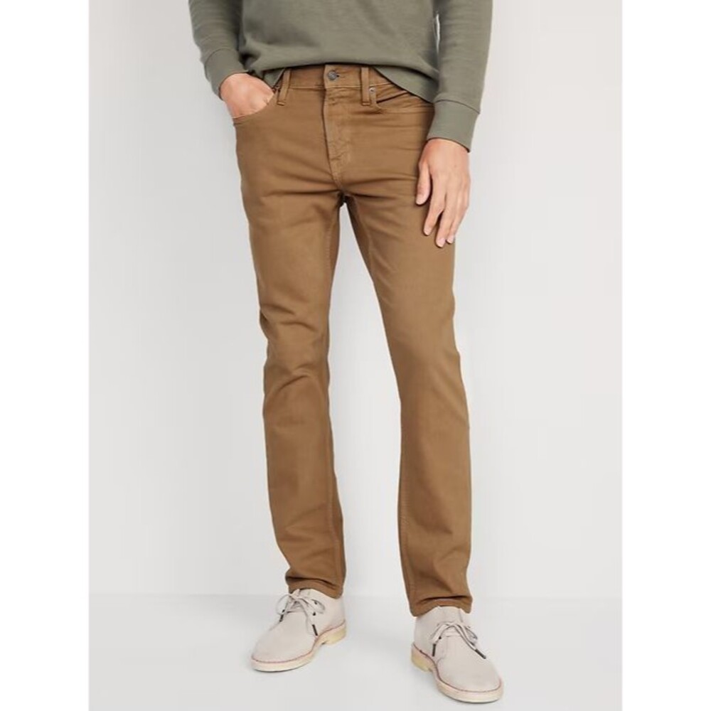 Old Navy 32x32 Slim Built In Flex Five Pocket Pants Dark Khaki Twill Cotton